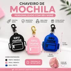 Chaveiro de Mochila Personalizado com Nome | Lembrancinha Escolar | Presente Criativo | Tag mochila I Identificação
