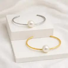 Bracelete com Perolas Luxo Dourado e Prateado