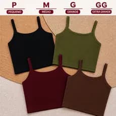 Top Cropped Alcinha Fina Feminino Ribana Premium Sem Bojo Barato Moda Casual Tendência
