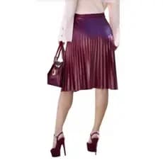 Saia Midi Plissada Cirrê Feminina Couro Fake Moda Evangélica Casual Festa Super Fashion