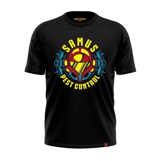 CAMISETA GAMER METROID SAMUS PEST CONTROL