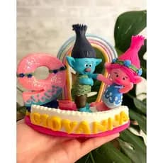 Vela biscuit - Trolls - Kit lembrancinha