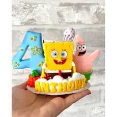 vela topo de bolo Bob esponja - biscuit- decoração - lembrança