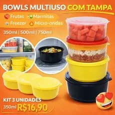 BOWLS MULTIUSO COM TAMPA – Pote de plastico - pote com tampa - Organizador de alimentos - potes para fruta
