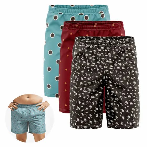 Kit 03 Cuecas Samba Canção Plus Size EXGG Malha Fria