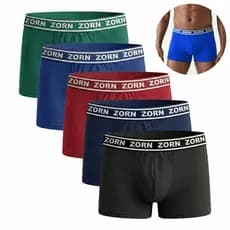 Kit 05 Cueca Box Boxer ZORN Masculinas Adulto Lisas