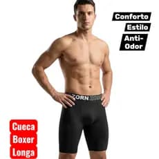 Kit 10 Cuecas Box Boxer Ciclista Long Leg Boxer Comprida de Microfibra