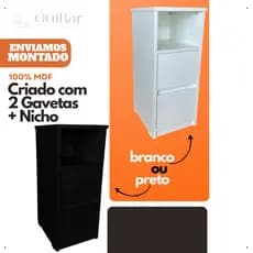 Mesa De Cabeceira Estreita Com 2 Gavetas E Nicho Branco 25x60x30