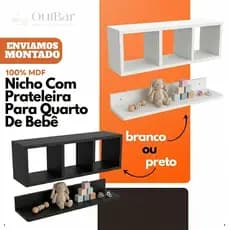 Nicho Com Prateleira Para Quarto De Bebê 60x20x15cm Mdf 15mm