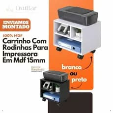 Carrinho Com Rodinhas Para Impressora Mdf