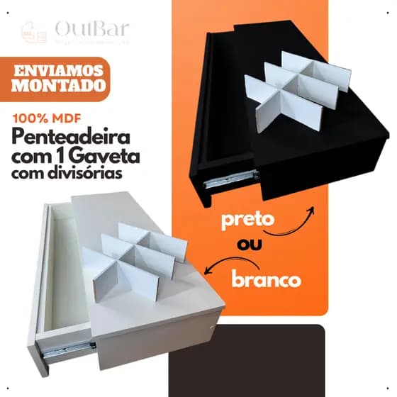 Penteadeira Suspensa 1 Gaveta Com Divisórias MDF