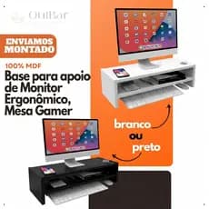 Suporte Base Monitor Elevador Ergonômico MDF 50cm Mesa Gamer