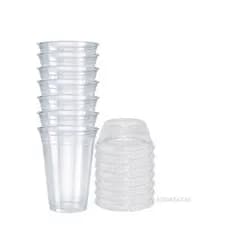 100 un Copos 400 440 ml PP com Tampa Bolha Sem Furo PET Reforçada Premium