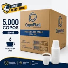 Kit 5.000 copos descartável 50ml café Copoplast caixa