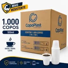 Kit 1.000 copos descartável 50ml café Copoplast caixa