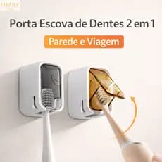Suporte Escova de Dentes Autoadesivo 2 em 1 Tampa Protetora Automática Organizador de Banheiro Porta Escova para Viagem