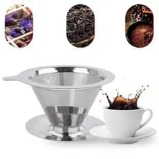 Filtro Coador de Café Aço Inox 304 Reutilizável Portátil com Dupla Camada Permanente