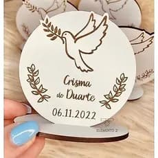 12 Centro de mesa personalizado em mdf Crisma/ batizado 8cm