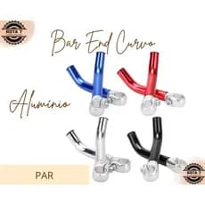 PAR Bar End Curvo Suporte em Alumínio Chifre Guidão Speed Apoio Mão Preto Polido - Bicicleta Bike MTB