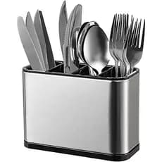 Porta Escorredor Talheres Pia Aço Inox Prata 4 Divisórias Garfo Faca Colher Premium