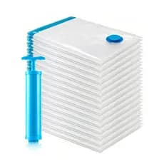 Kit 10 Saco Vacuo Organizador Viagem Roupa Edredom + Bomba PA&PE Premium Reforçado Reutilizável 60x50cm