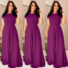 Macacão Social Pantalona P/M/G/GG/XG Com Cinto e Mangas /Moda Plus Size e Evangélica