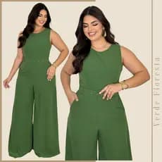 Macacão Longo Pantalona Plus Size Com Cinto PP/P/M/G/GG/XG/XXG