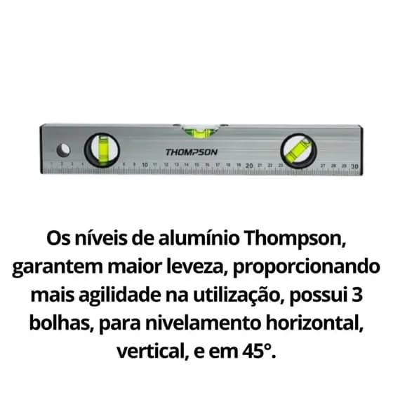 Régua Nível De Alumínio 2 Bolhas 30cm 12 Pol. 5uc Eda