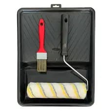 Kit Pintura Rolo Lã Sintética 23cm + Trincha 1.1/2 + Suporte e Bandeja