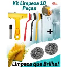 Kit 1 Raspador para box banheiro + 3 UN escova de aço para limpeza 2 Esponja lavar louça+ 2 Esponjas de aço