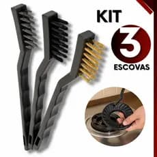 Kit 3 Escovas Multiuso – Aço, Latão e Nylon | Limpeza Pesada e Profissional