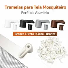 Tramelas Trava para Tela Mosqueteiro em Nylon p/ Perfil de Alumínio – Branco, Preto,Cinza e Bronze