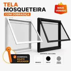Tela Mosquiteira para Janela com Dobradiça Alumínio Sob Medida Branco e Preto Fácil Instalação Anti Insetos