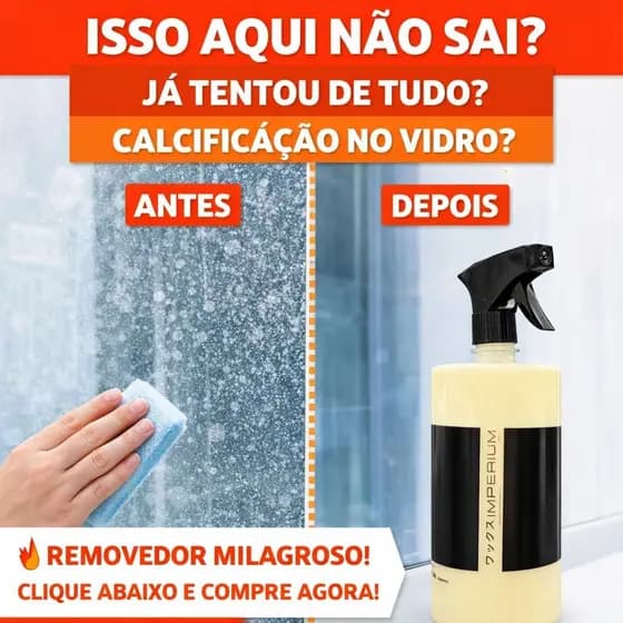 Removedor de Calcificação Potente 100ml | Tira Calcário de Vidro Box Alumínio Mármore | Remove Manchas na Hora