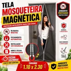 Tela Mosquiteira Magnética Para Porta 110x230cm Fechamento Automático Anti Insetos Fácil Instalação