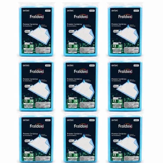 180un Protetor Incontinência Idosos Descartável 60x60cm Cuidados Especiais 9 pacotes de 20 unidades