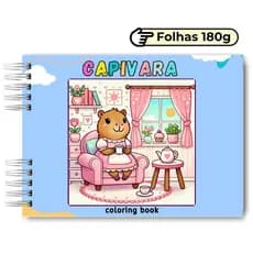 Livro De Colorir Da Capivara Azul com 50 Imagens 180g - Original