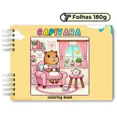 Livro De Colorir Da Capivara Amarelo com 50 Imagens 180g - Original