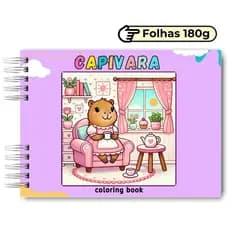 Livro De Colorir Da Capivara Roxo com 50 Imagens 180g - Original