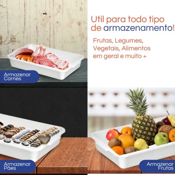 Kit C/ 3 Caixas Gourmet Com Tampa Branca 8 L alimentos açougue festas cozinha Santana