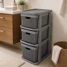 Gaveteiro Organizador Chão Plástico 3 Gavetas 15l Moderno Jutta  Casa Cozinha Doméstico Resistente