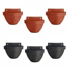 VASOS DE PAREDE 3L MEIA LUA RATAN PRETO MARROM FLORICULTURA