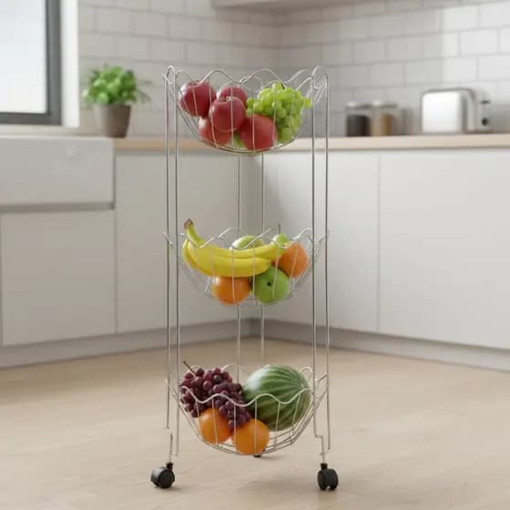 Fruteira Multiuso Copacabana Tripla cromada alimentos frutas