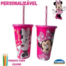 Copo Minnie com canudo 500ml