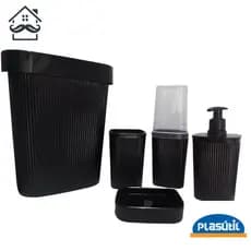 Kit para banheiro/lavabo Plasútil (Porta escovas/dispenser/porta cotonetes/saboneteira/lixeira)