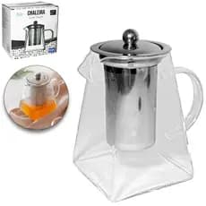 CHALEIRA DE VIDRO COM INFUSOR E TAMPA DE INOX 280ML/550ML/950ML