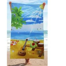 Toalha de Praia Estampada Aveludada 70X140cm Poliéster #01