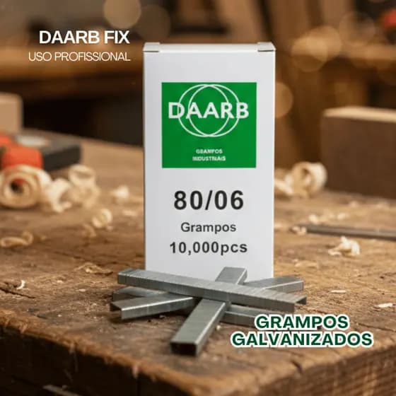 Grampo Industrial 80/06 Galvanizado DAARB FIX – 10.000 Unidades