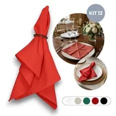 Kit 12 Guardanapos De Tecido Oxford 35x35cm Mesa Posta