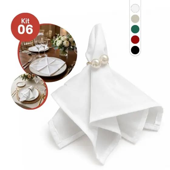 Kit 10 Guardanapos Oxford 35x35 Com 10 Porta Guardanapo